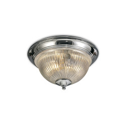 Macy 28.5cm IP44 2 Light E14 Flush Ceiling Light, Polished Chrome With Clear Ribbed Glass