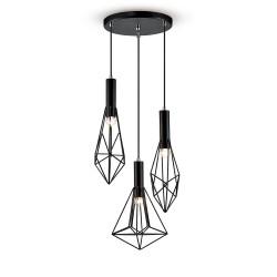 Kristoff 42cm Geometric Pendant 3 Light E27 Black
