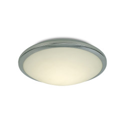 Kochi 30.2cm IP44 12W LED Flush Ceiling Light, 4000K 840lm CRI80, Polished Chrome Trim With Opal Glass