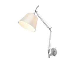 Karis Adjustable Switched Wall Light 1 Light E27 Silver/Polished Chrome c/w Cream Pearl Shade