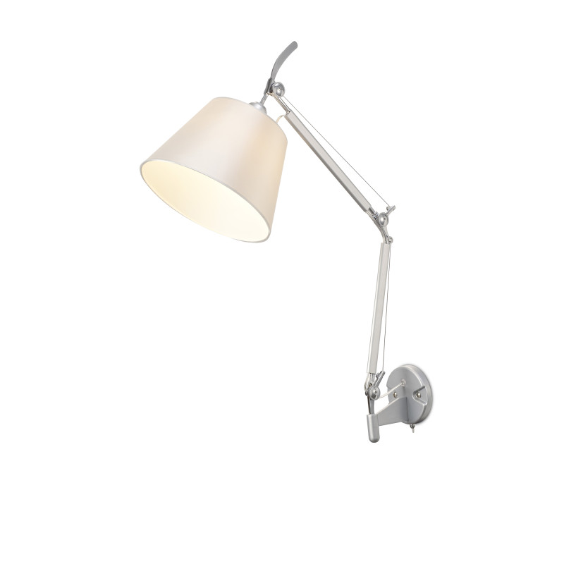 Karis Adjustable Switched Wall Light 1 Light E27 Silver/Polished Chrome c/w Cream Pearl Shade