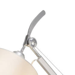 Karis Adjustable Switched Wall Light 1 Light E27 Silver/Polished Chrome c/w Cream Pearl Shade