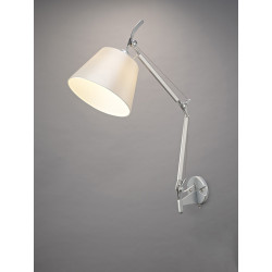 Karis Adjustable Switched Wall Light 1 Light E27 Silver/Polished Chrome c/w Cream Pearl Shade