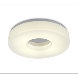 Joop 39cm IP44 24W LED Large Flush Ceiling Light, 4000K 2000lm CRI80, Polished Chrome With White Acrylic Diffuser