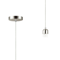 Dreifa 1.5m Single Pendant, 1 x E27, Satin Nickel/Clear Cable