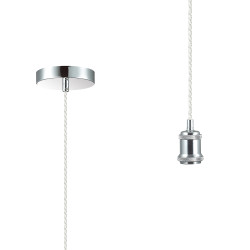 Dreifa 1.5m Single Pendant, 1 x E27, Polished Chrome/Clear Twisted Cable