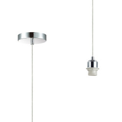 Dreifa 1.5m Single Pendant, 1 x E27, Polished Chrome/Clear Cable