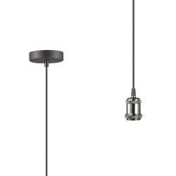 Dreifa 1.5m Single Pendant, 1 x E27, Gun Metal/Black Braided Cable