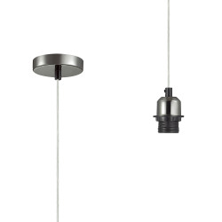 Dreifa 1.5m Single Pendant, 1 x E27, Black Chrome/Clear Cable