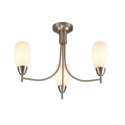 Devon 46cm Ceiling 3 Light E14 Satin Nickel/Opal Glass