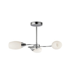 Denia 56cm Semi Flush 3 Light E14 Polished Chrome/Opal Glass