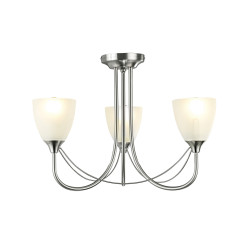 Cooper 46cm Ceiling 3 Light E14 Satin Nickel/Opal Glass