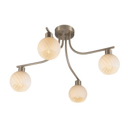 Carmen 56.5cm Ceiling 4 Light E14 Satin Nickel/Round Swirl Pattern Frosted Glass