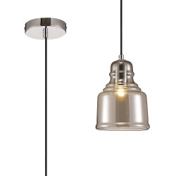 Ariel 14cm Single Bell Pendant 1 Light E27 Polished Chrome/Smoke Glass