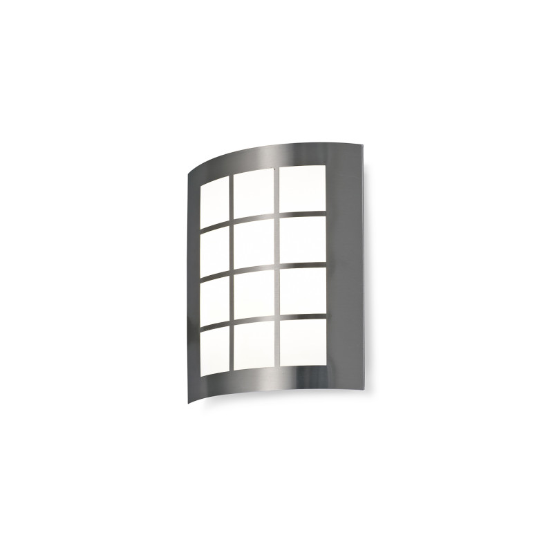 Allegra Flush Wall Lamp With Square Grid Cover, 14W LED IP44, Ext/Interior, 4000K, Stainless Steel/Frosted PC Diffuser