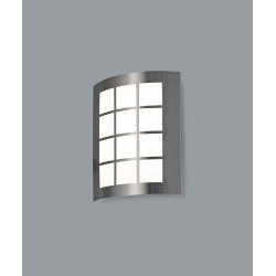 Allegra Flush Wall Lamp With Square Grid Cover, 14W LED IP44, Ext/Interior, 4000K, Stainless Steel/Frosted PC Diffuser