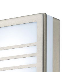 Aldo Square Flush Ceiling/Wall Lamp 2.4W LED IP44 Exterior Louvre Design Stainless Steel/Opal