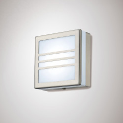 Aldo Square Flush Ceiling/Wall Lamp 2.4W LED IP44 Exterior Louvre Design Stainless Steel/Opal