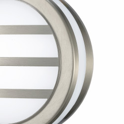 Aldo Round Flush Ceiling/Wall Lamp 2.4W LED IP44 Exterior Louvre Design Stainless Steel/Opal