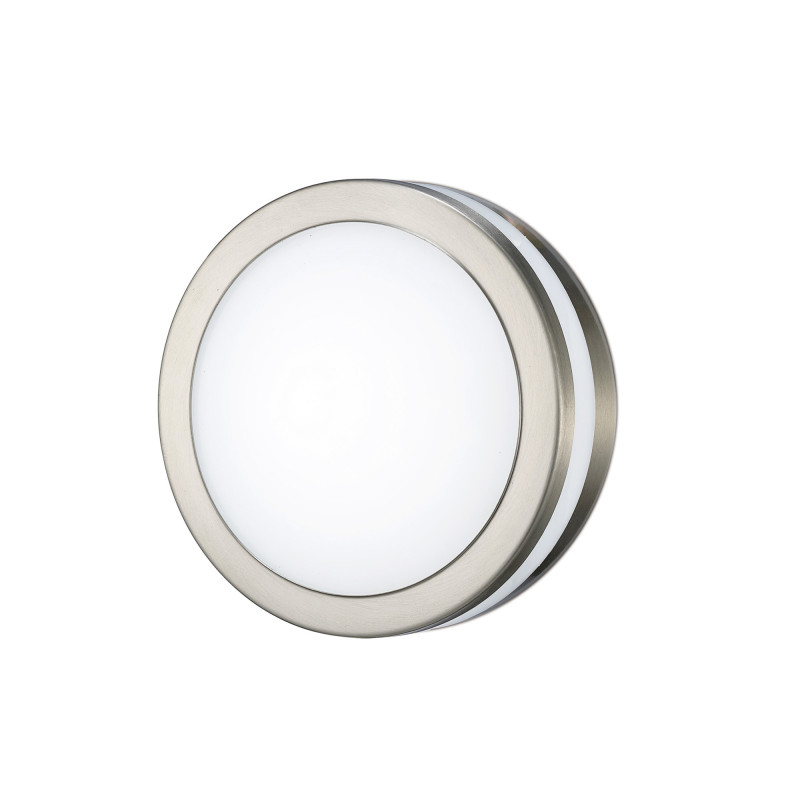 Aldo Round Flush Ceiling/Wall Lamp 2.4W LED 4000K IP44 Exterior Plain Design Stainless Steel/Opal