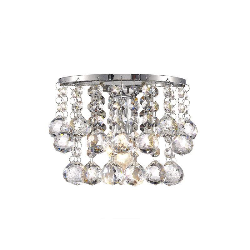 Acton Wall Lamp 1 Light E14 Switched Polished Chrome/Sphere Crystal