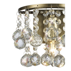 Acton Wall Lamp 1 Light E14 Switched Antique Brass/Sphere Crystal
