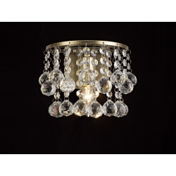 Acton Wall Lamp 1 Light E14 Switched Antique Brass/Sphere Crystal