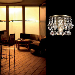 Acton Wall Lamp 1 Light E14 Switched Antique Brass/Sphere Crystal
