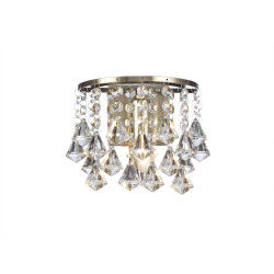 Acton Wall Lamp 1 Light E14 Switched Antique Brass/Prism Crystal