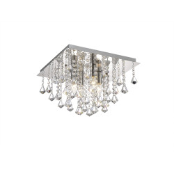 Acton Flush Ceiling 4 Light E14, 380mm Square, Polished Chrome/Prism Crystal