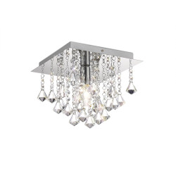 Acton Flush Ceiling 1 Light E14, 250mm Square, Polished Chrome/Prism Crystal