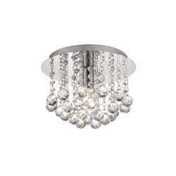 Acton Flush Ceiling 1 Light E14, 25cm Round, Polished Chrome/Sphere Crystal