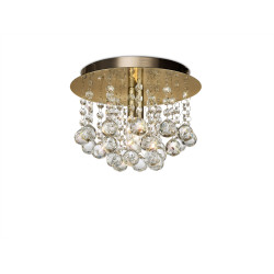 Acton Flush Ceiling 1 Light E14, 25cm Round, Antique Brass/Sphere Crystal
