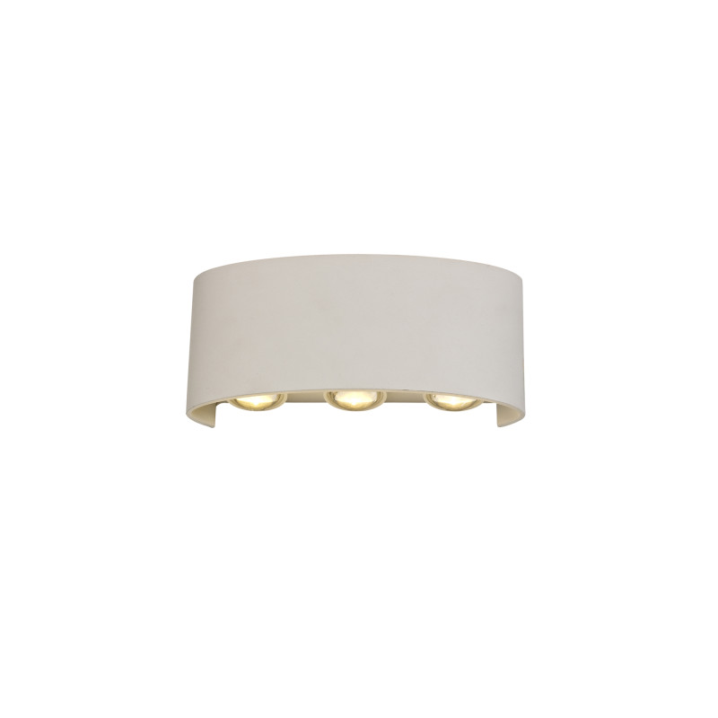Leoni Up & Downward Lighting Wall Light, 6W LED 3000K, Sand White, 500lm, IP54