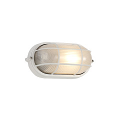 Avon Oval Wall/Ceiling Lamp, 1 Light E27, IP44, White/Glass