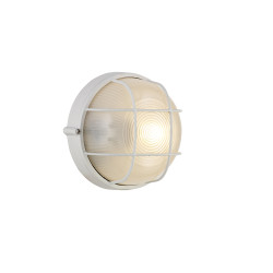 Avon Round Wall/Ceiling Lamp, 1 Light E27, IP44, White/Glass