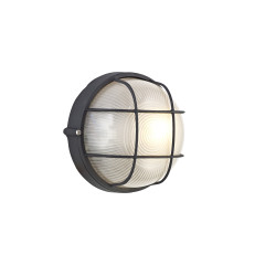 Avon Round Wall/Ceiling Lamp, 1 Light E27, IP44, Black/Glass